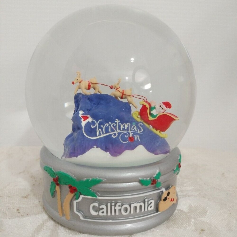 California Christmas Santa On A Sleigh W/Reindeers Globe 5"Xx4"